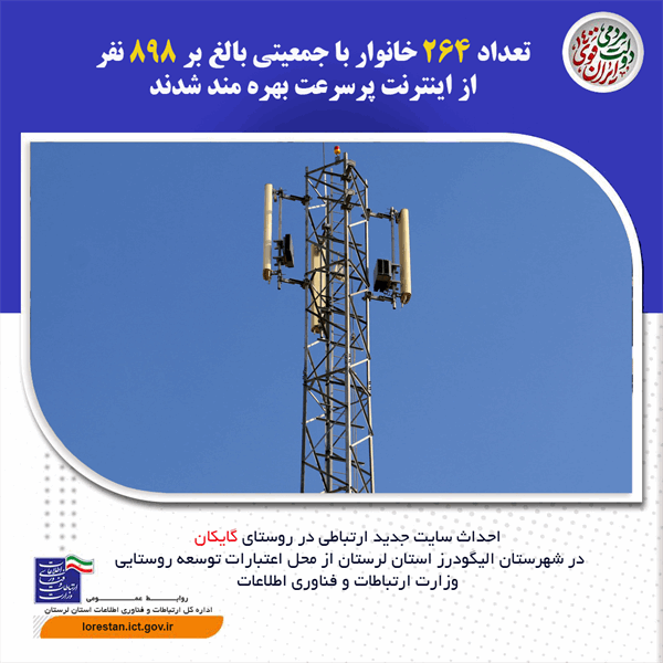 264خانوار ر وستای گایکان شهرستان الیگودرز استان لرستان از اینترنت پر سرعت بهره مند شدند
